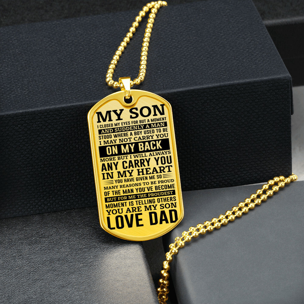 Custom Engraved To Son Love Dad Dog Tag Keychain and Necklace