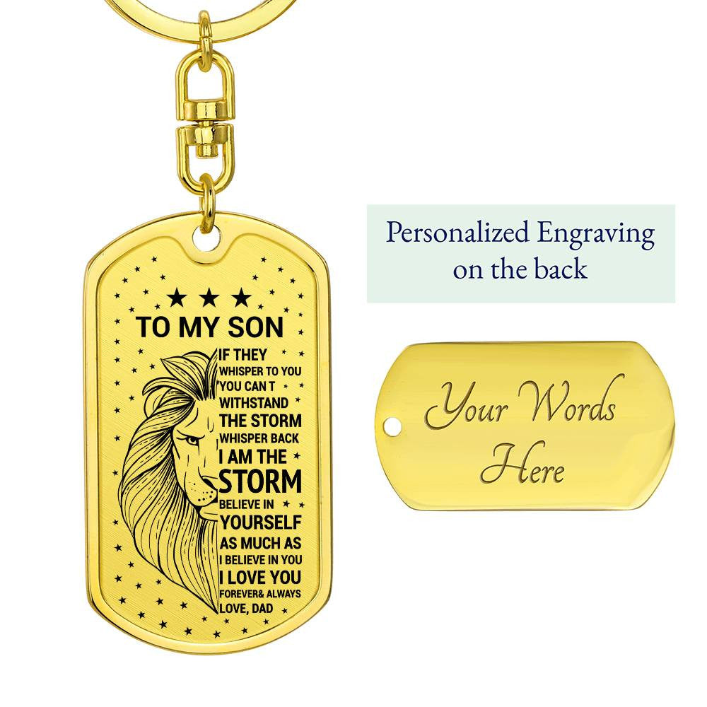 Custom Engraved Son Dog Tag Necklace and Keychain