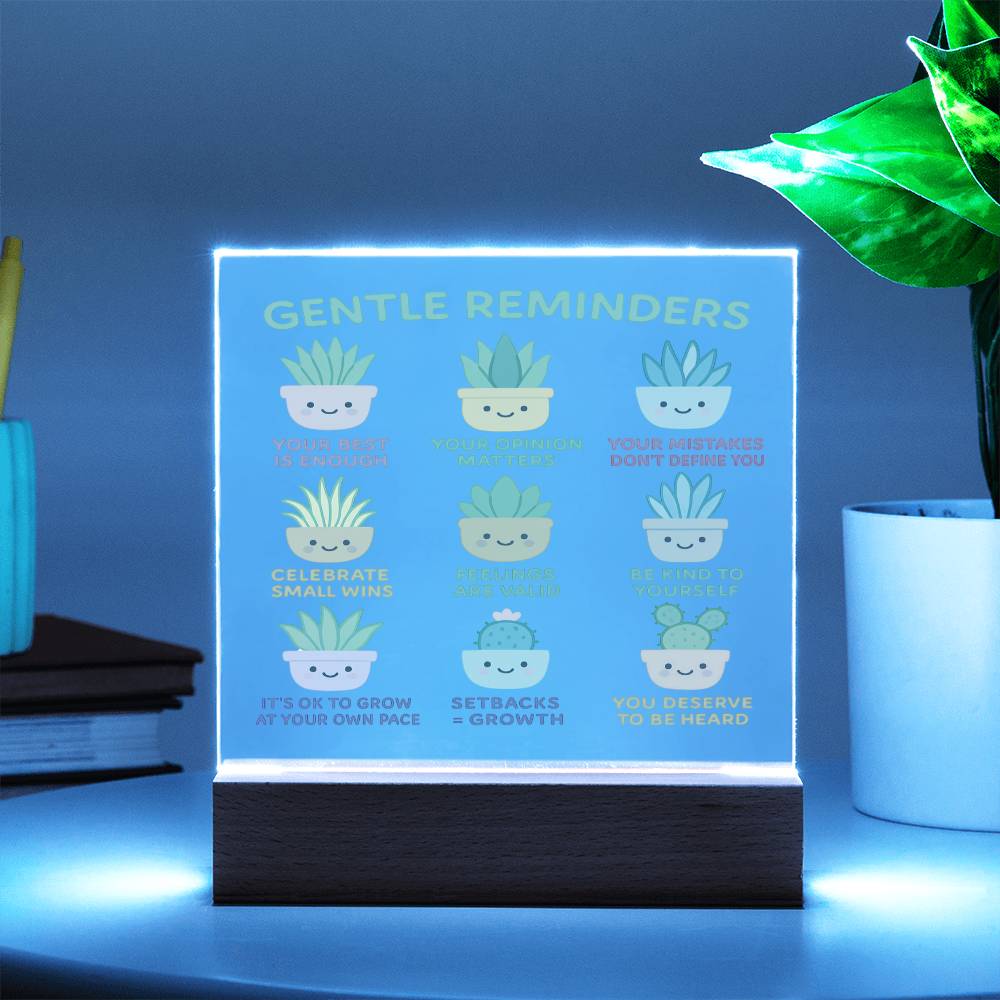 Gentle Reminders Acrylic Plaque, Mental Health Art, Self Love Reminders, Self compassion, Daily Motivation, Therapist Decor, Inspirational