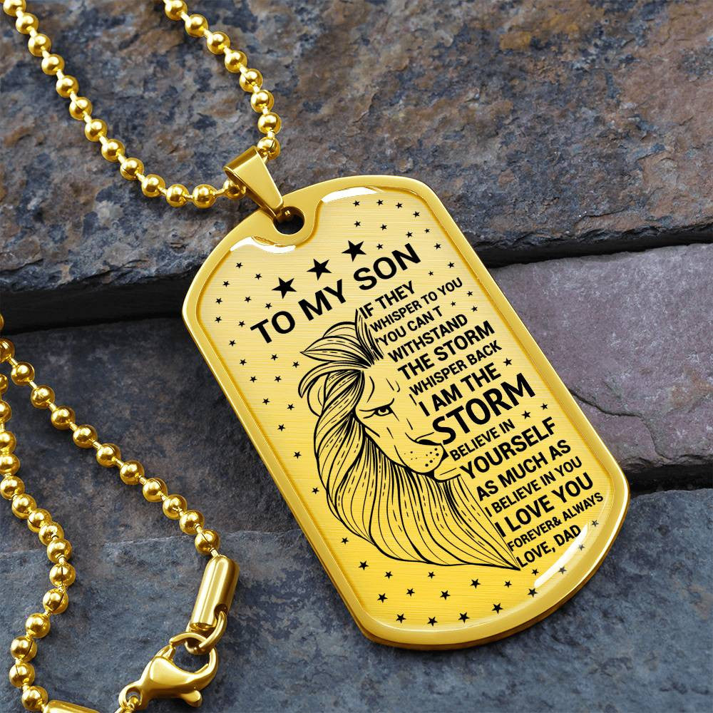Custom Engraved Son Dog Tag Necklace and Keychain
