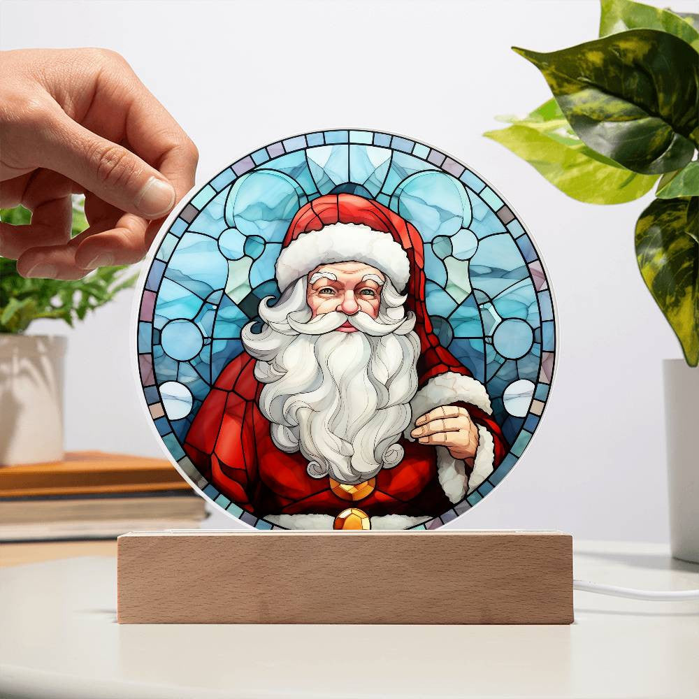 Santa Stained Glass Style LED Night Light