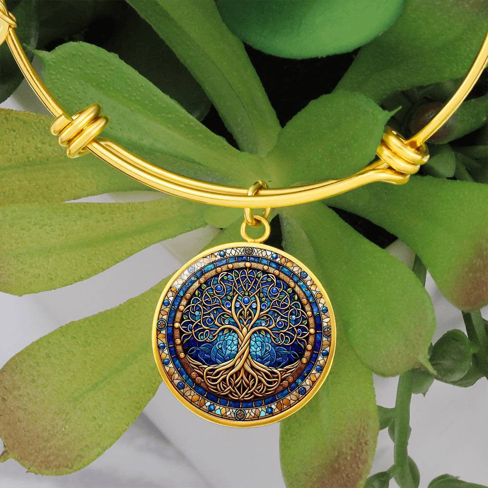 Stained Glass Celtic Tree of Life Necklace Gold