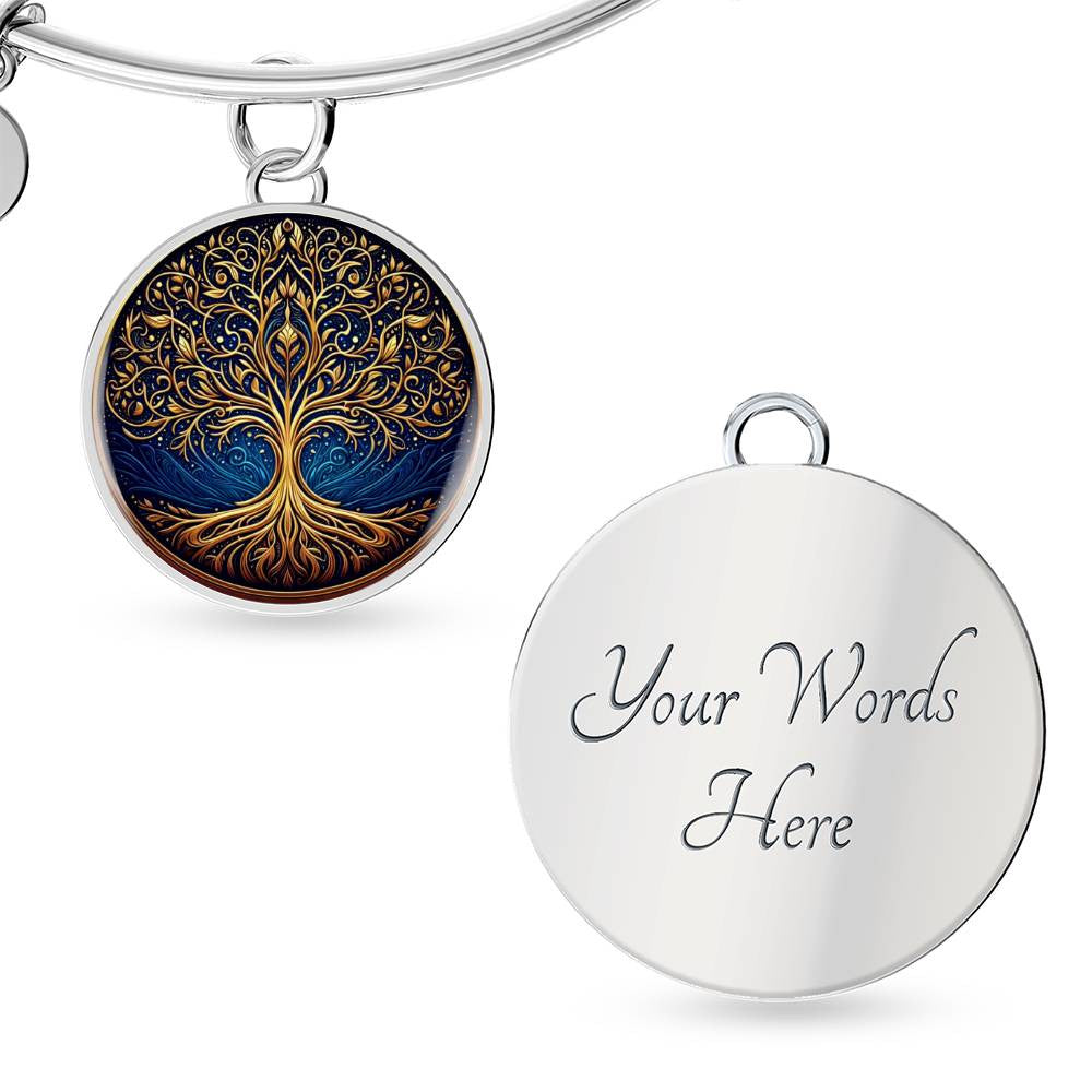 Stained Glass Tree of Life Necklace - Blue and Gold