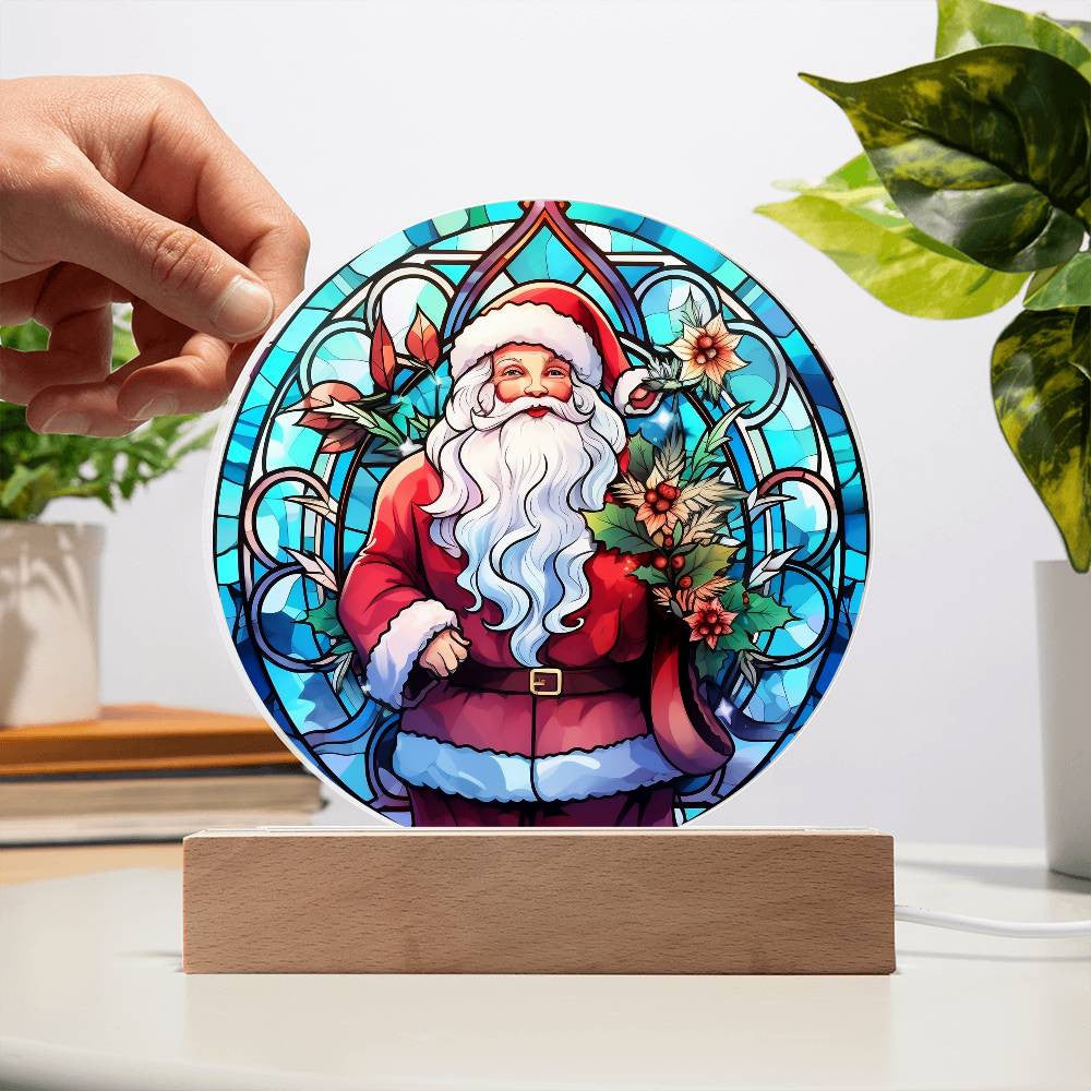 Stained Glass Style Santa Acrylic Plaque