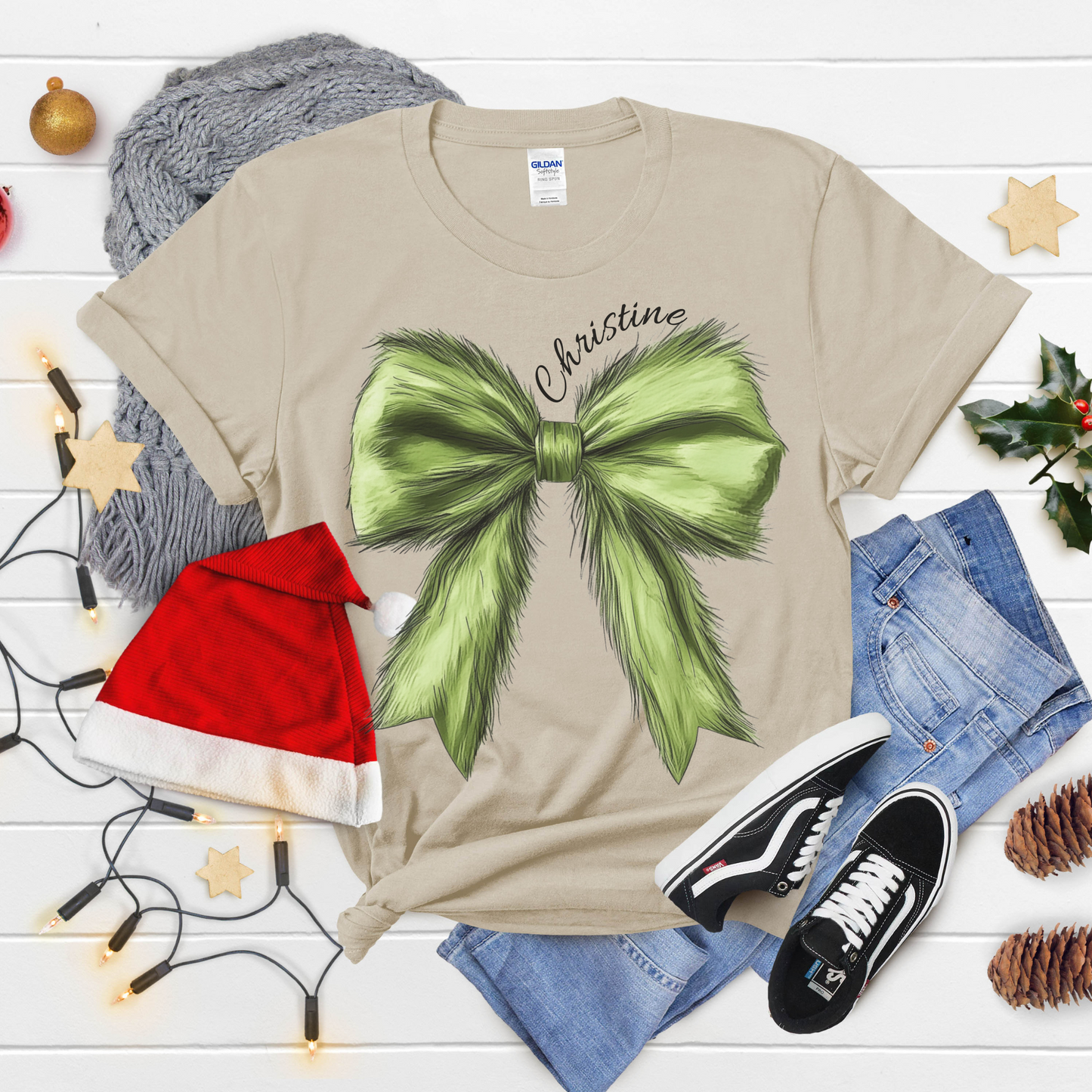 Christmas Bow T-Shirt and Sweatshirt