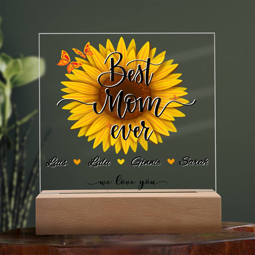 Personalized Best Mom Ever with Kids Names Plaque
