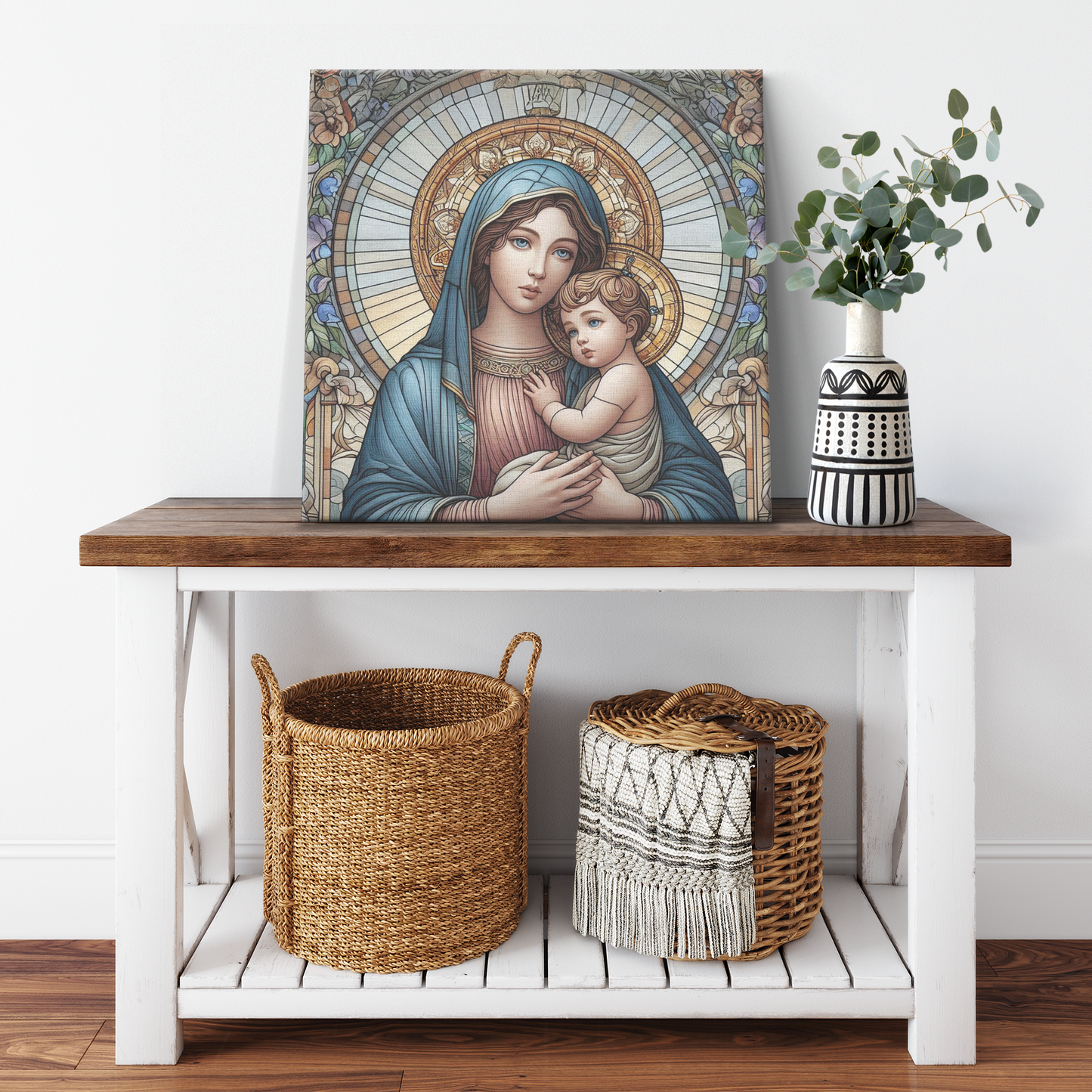 Virgin Mary and Baby Jesus Canvas Wall Art