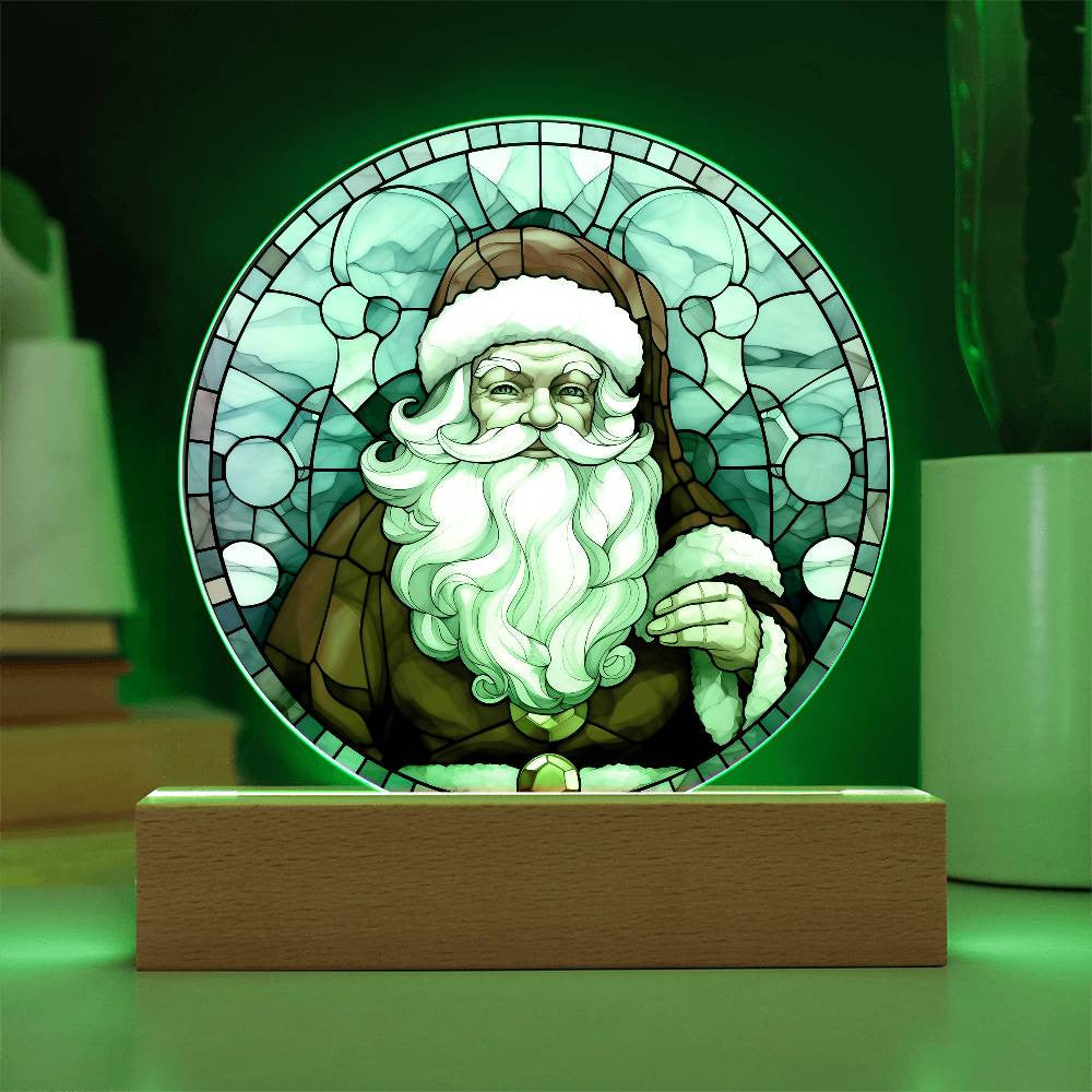 Santa Stained Glass Style LED Night Light