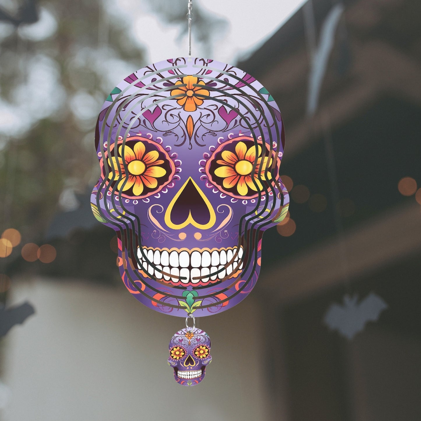 Purple Sugar Skull Wind Spinner