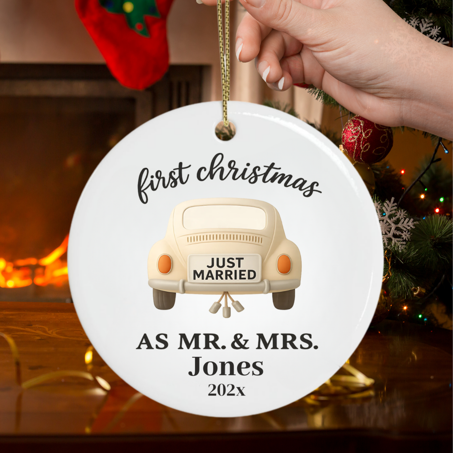 First Christmas Married Ornament, Just Married Car 2025, Our First Christmas Married Keepsake, Personalized Ornament