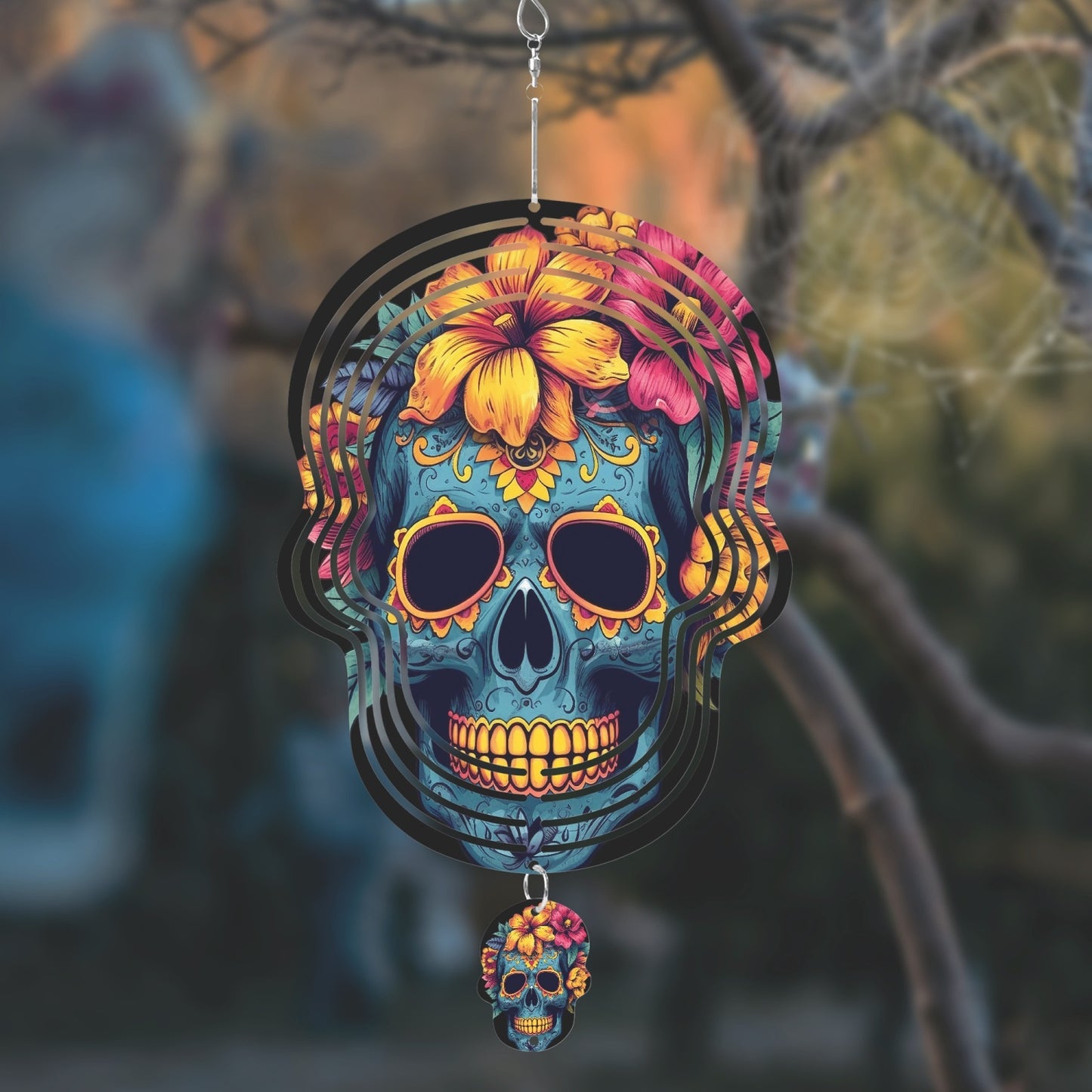 Blue Skull Wind Spinner