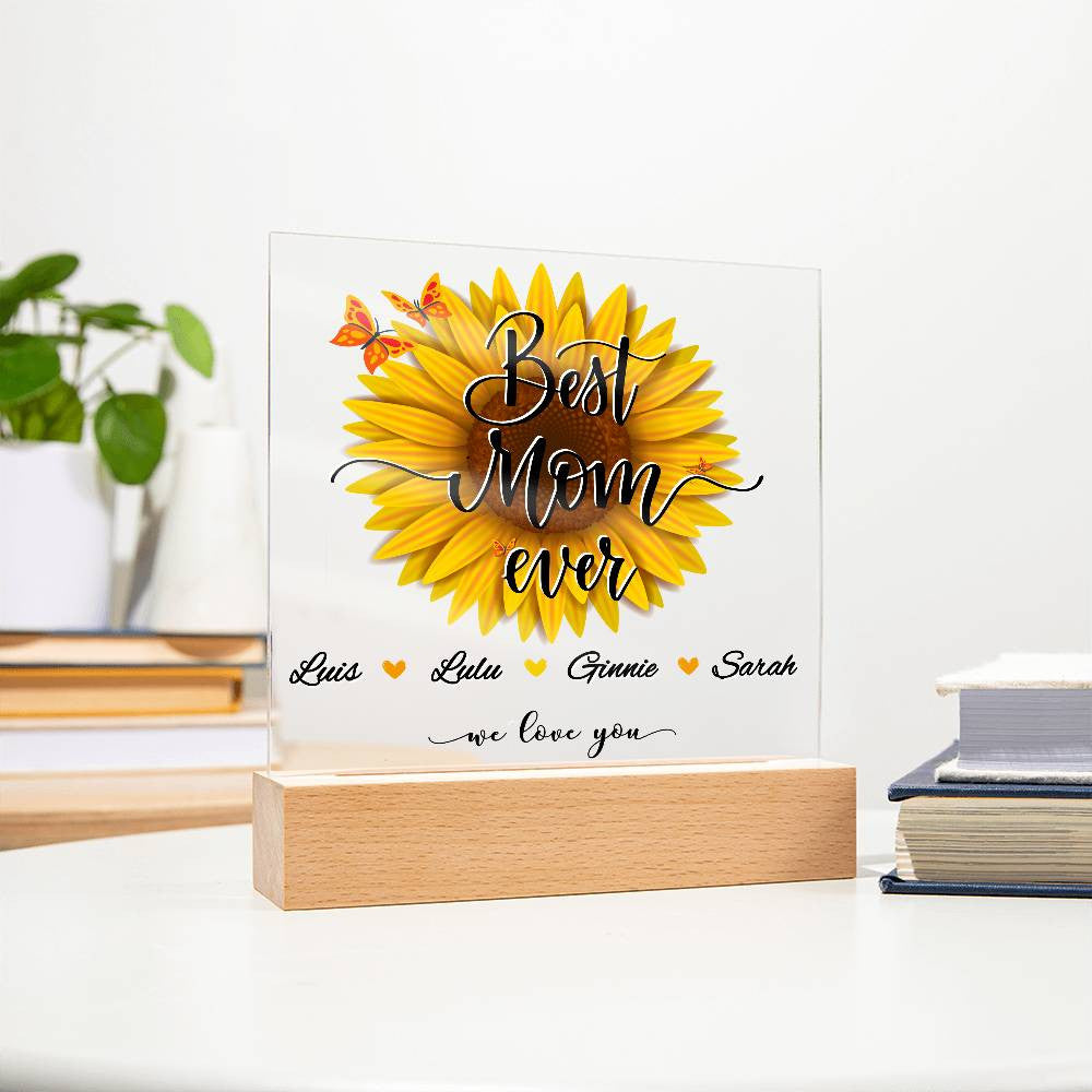 Personalized Best Mom Ever with Kids Names Plaque