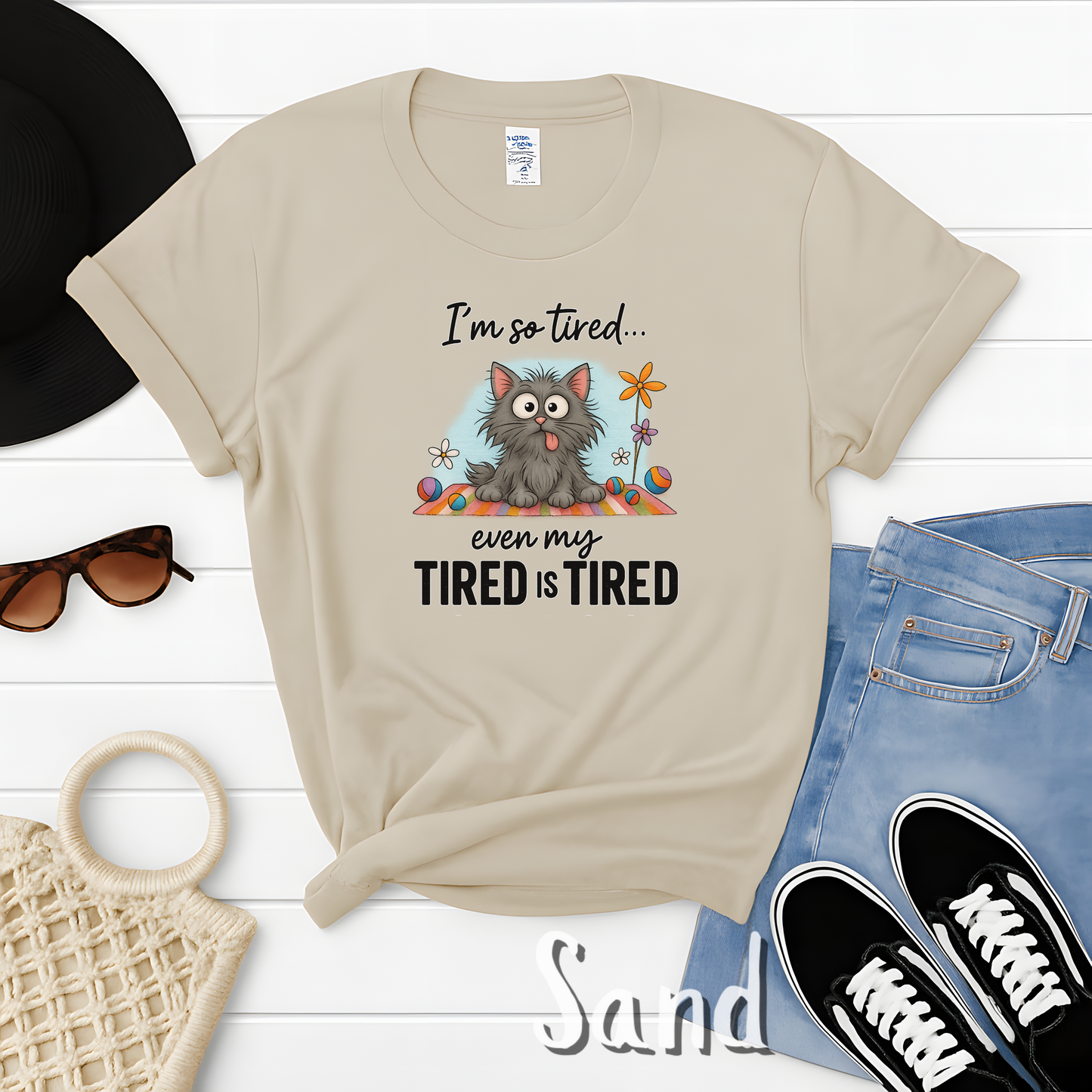 Funny Tired Cat T-Shirt – I’m So Tired Even My Tired Is Tired Tee – Exhausted Unisex Shirt for Pet Lovers, Moms, and Sarcastic Humans
