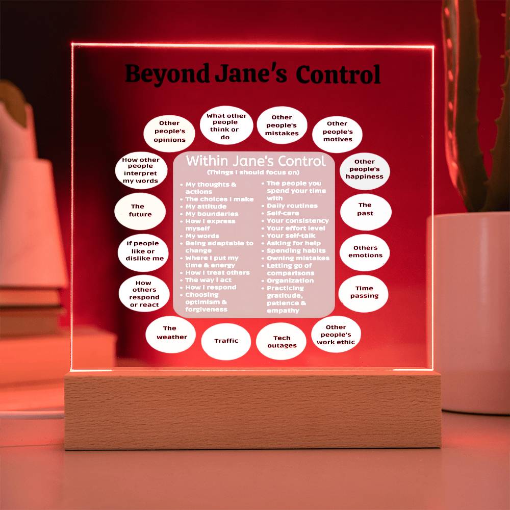 Things I can control Acrylic Decor What I can control Anxiety LED light Mindful Room Decor School Psychologist Office Decor Counselor Sign