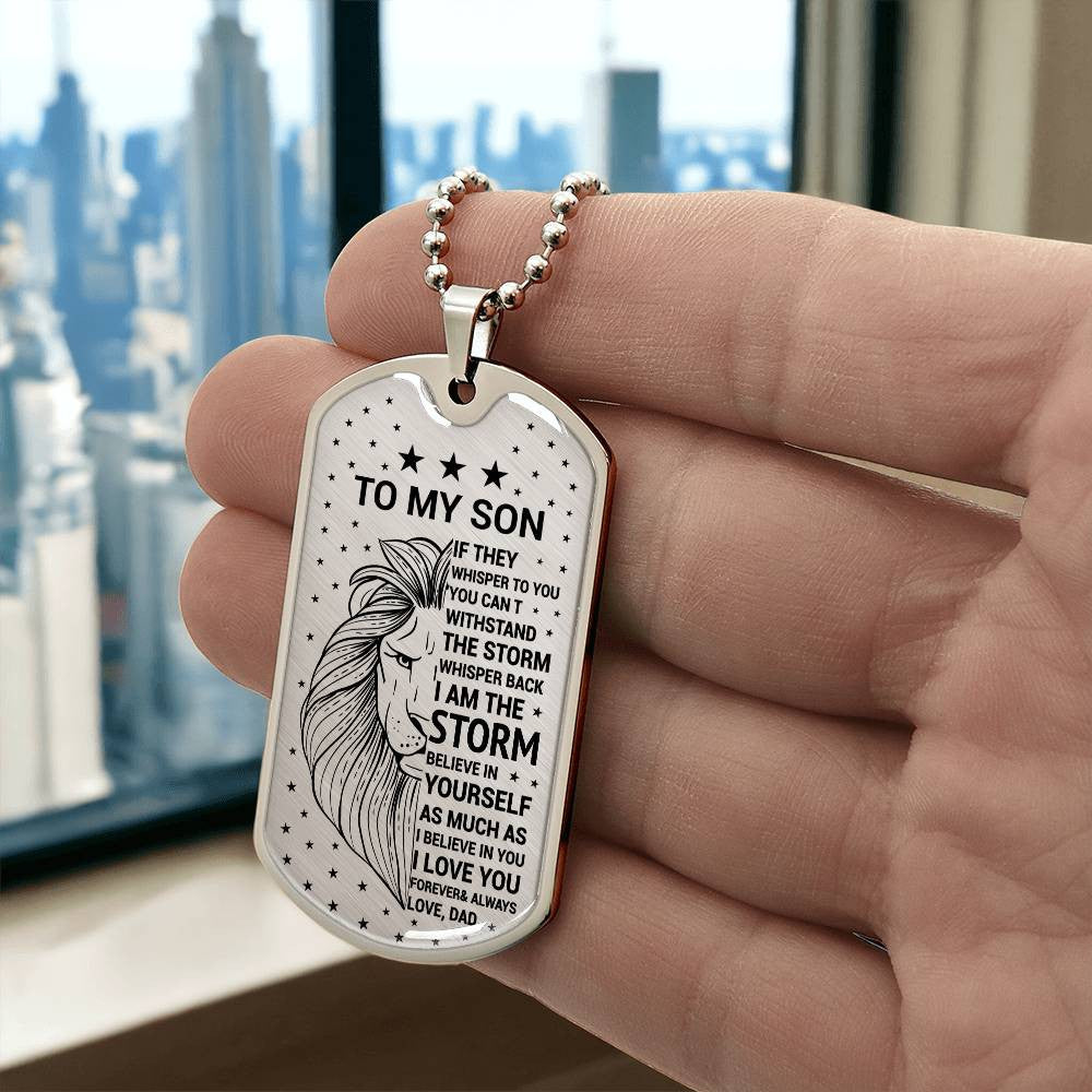 Custom Engraved Son Dog Tag Necklace and Keychain