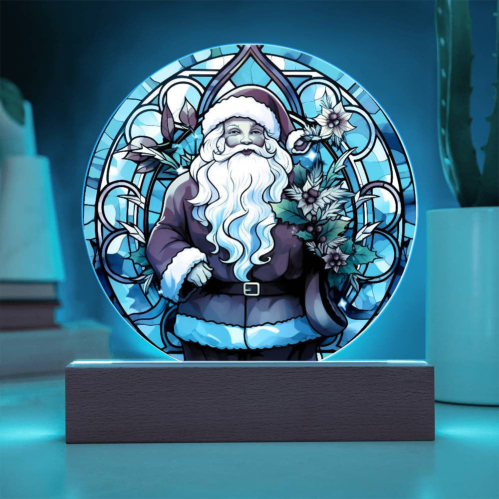 Stained Glass Style Santa Acrylic Plaque