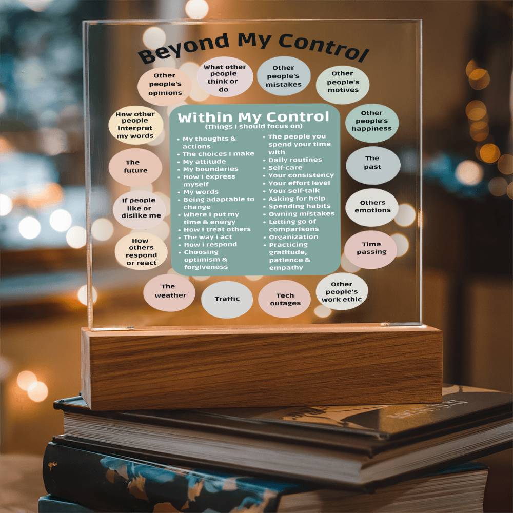 Things I can control Acrylic Decor What I can control Anxiety LED light Mindful Room Decor School Psychologist Office Decor Counselor Sign
