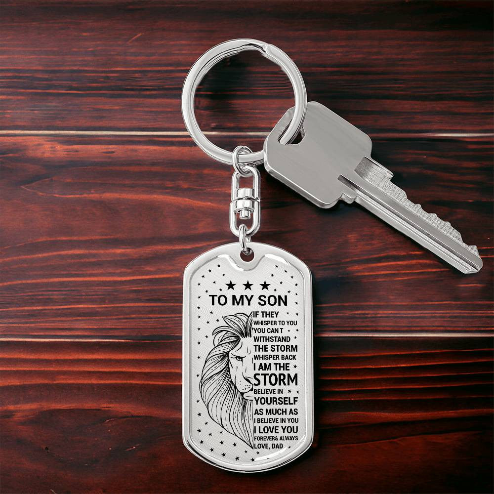 Custom Engraved Son Dog Tag Necklace and Keychain