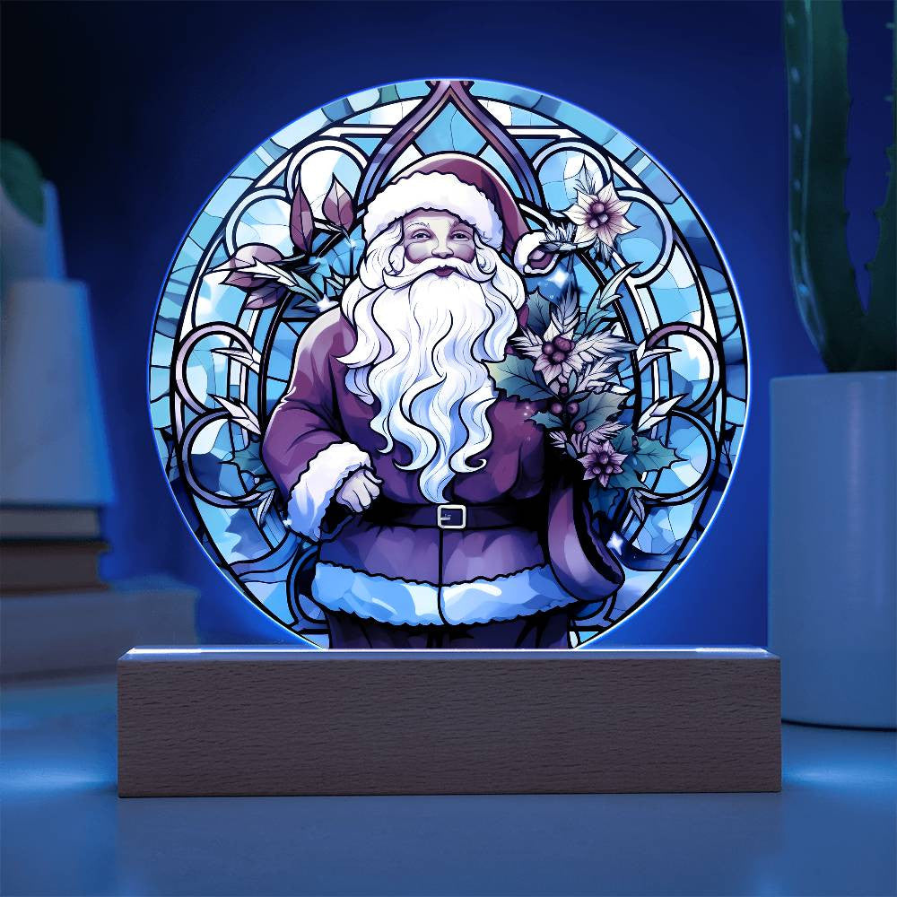 Stained Glass Style Santa Acrylic Plaque