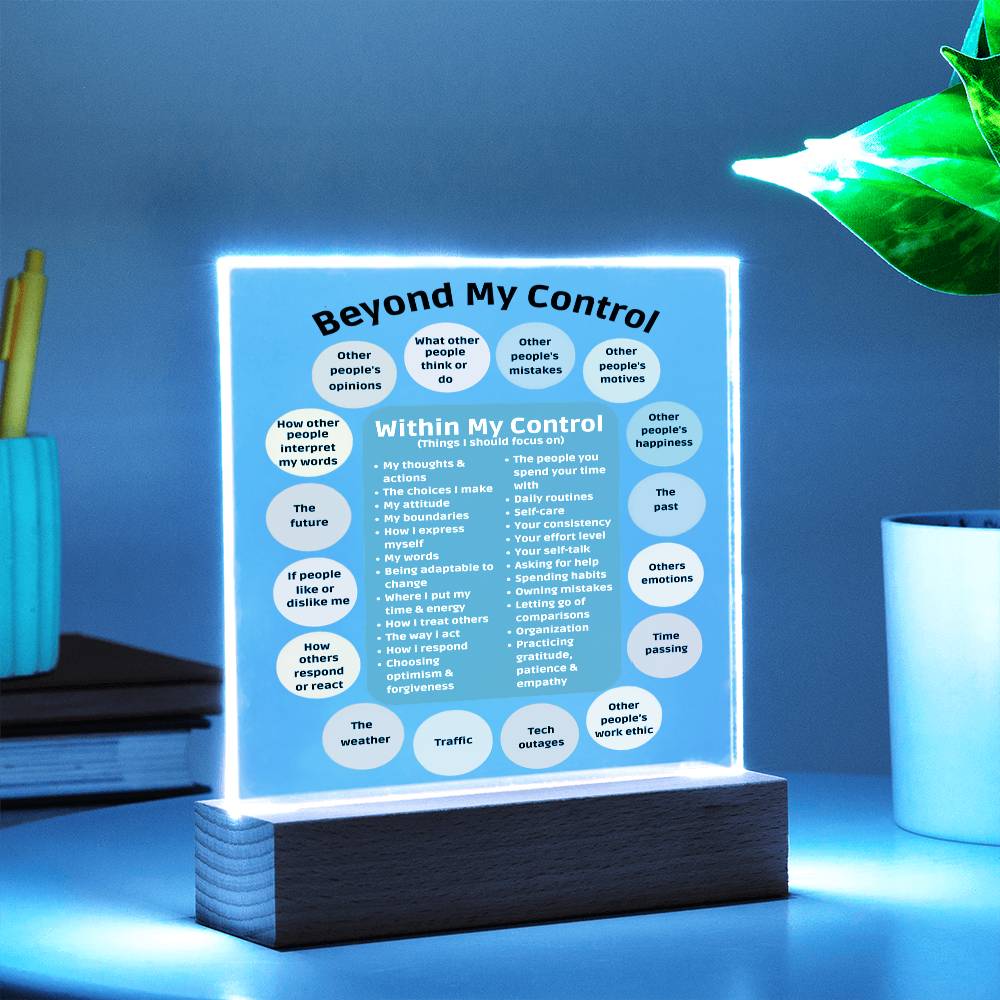 Things I can control Acrylic Decor What I can control Anxiety LED light Mindful Room Decor School Psychologist Office Decor Counselor Sign