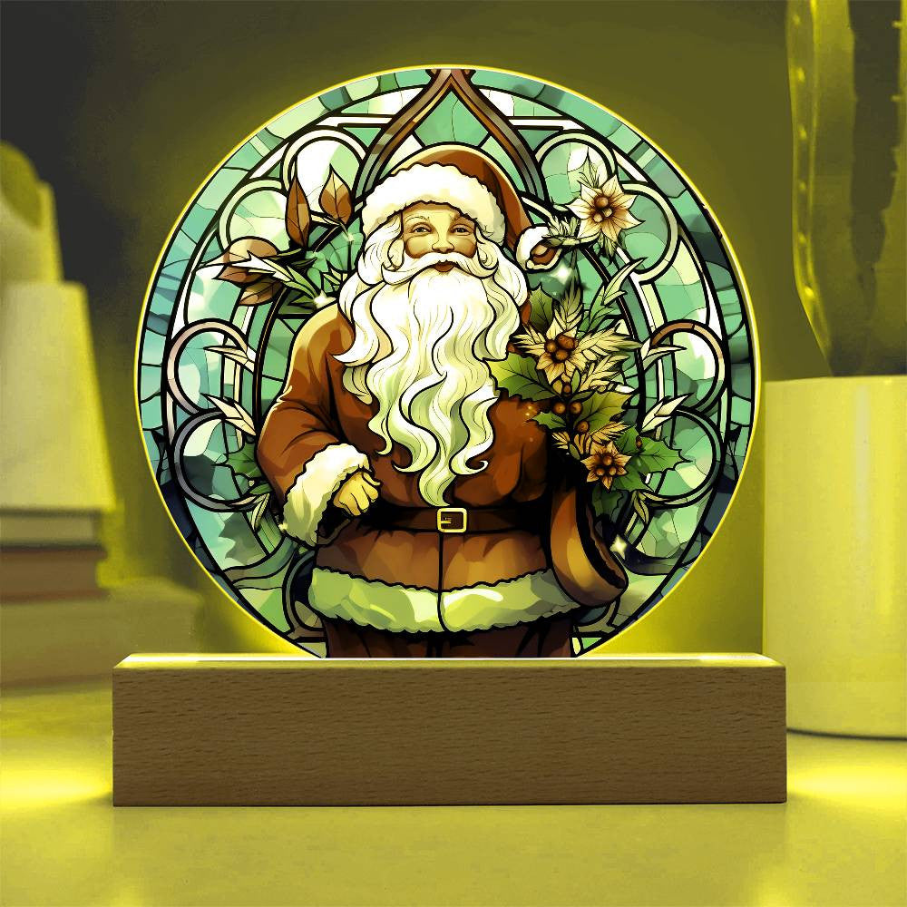 Stained Glass Style Santa Acrylic Plaque