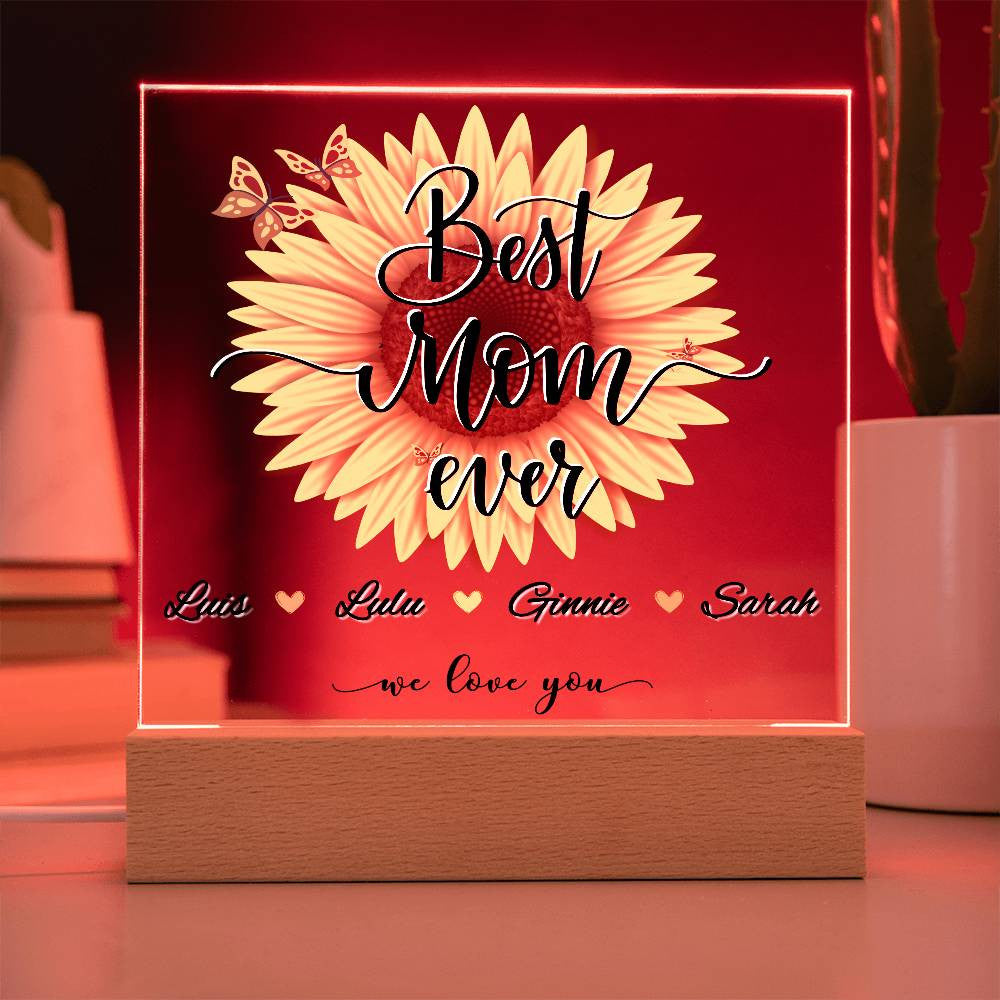 Personalized Best Mom Ever with Kids Names Plaque