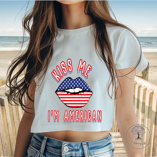 USA Flowy Crop Top Shirt