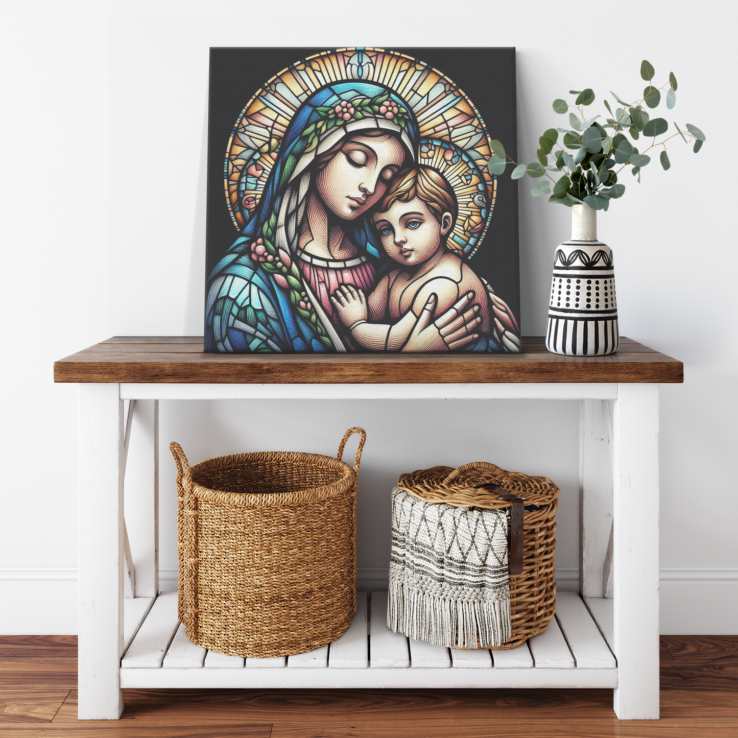 Virgin Mary and Baby Jesus Canvas Wall Art