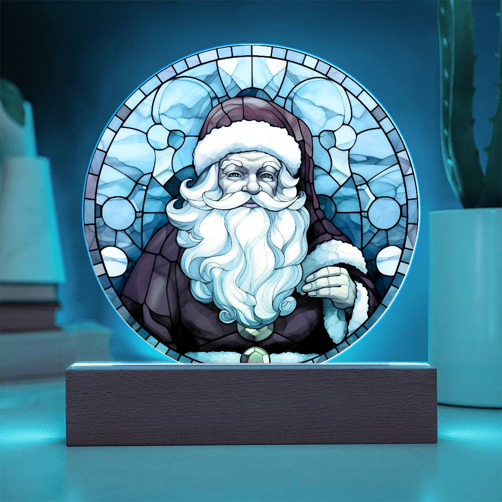Santa Stained Glass Style LED Night Light