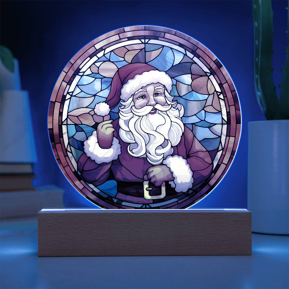 Stained Glass Style Santa Acrylic Night Light