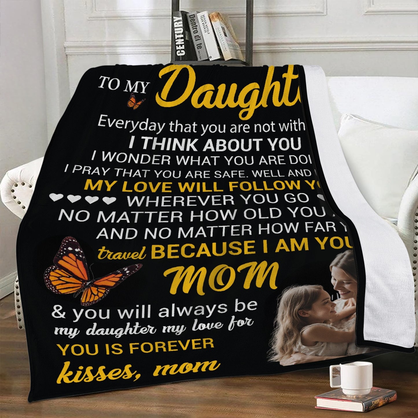 To My Daughter Custom Fleece Blanket