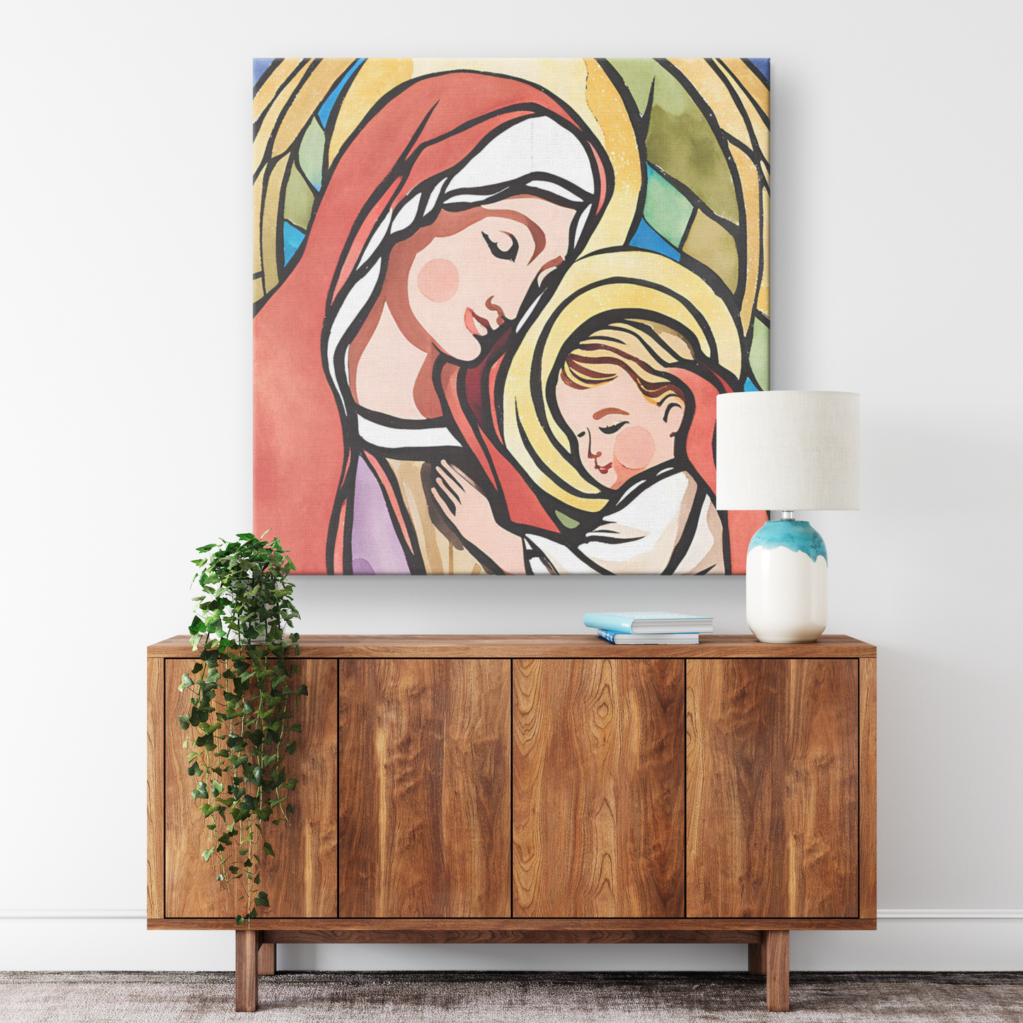 Virgin Mary and Baby Jesus Canvas Wall Art
