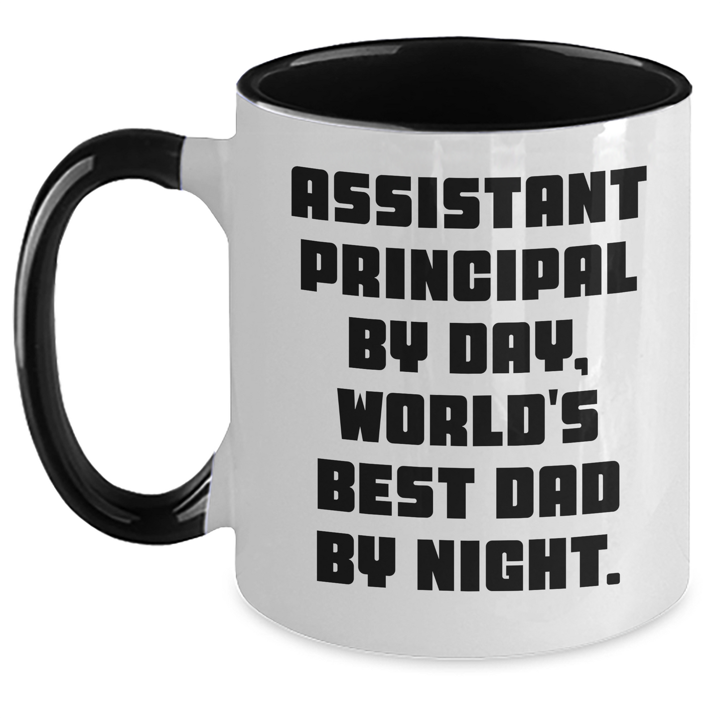 Funny Assistant Principal Gifts from Men to Assistant Principals By Day, World's Best Dad By Night Unique Two Tone Coffee Mugs for Graduation - Main