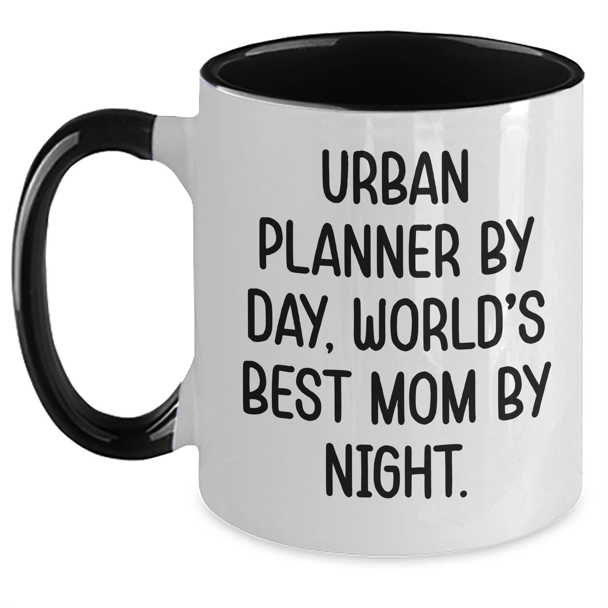 Funny Urban Planner Gifts from Mom - Urban Planner By Day, World's Best Mom By Night. Two Tone Coffee Mug for Father's Day - Main