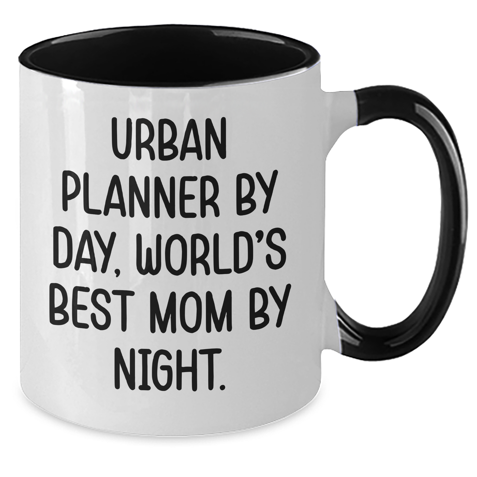 Funny Urban Planner Gifts from Mom - Urban Planner By Day, World's Best Mom By Night. Two Tone Coffee Mug for Father's Day - Additional