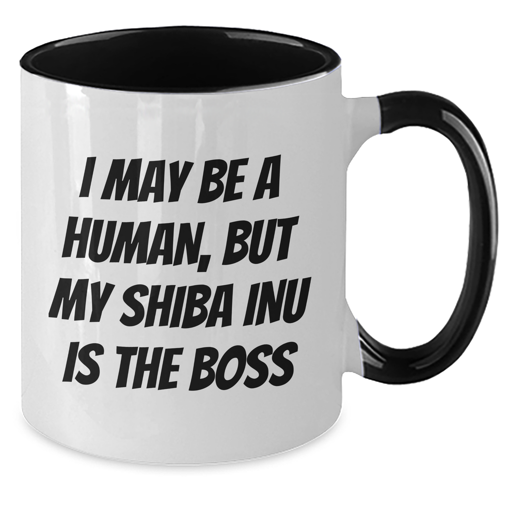 Shiba Inu Dog Funny Coffee Mugs - Gifts from Friends and Family for Dad's Day, I May Be A Human, But My Shiba Inu Is The Boss, Unique Two Tone Mug - Additional