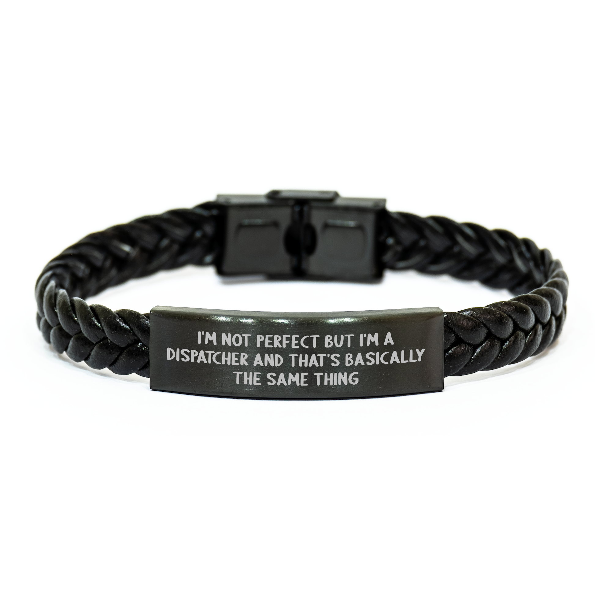 Dispatcher's Proud, Funny Quote Interlaced Leather Bracelte for Men, Gifts from Dad, Perfect for Father's Day - Image 1
