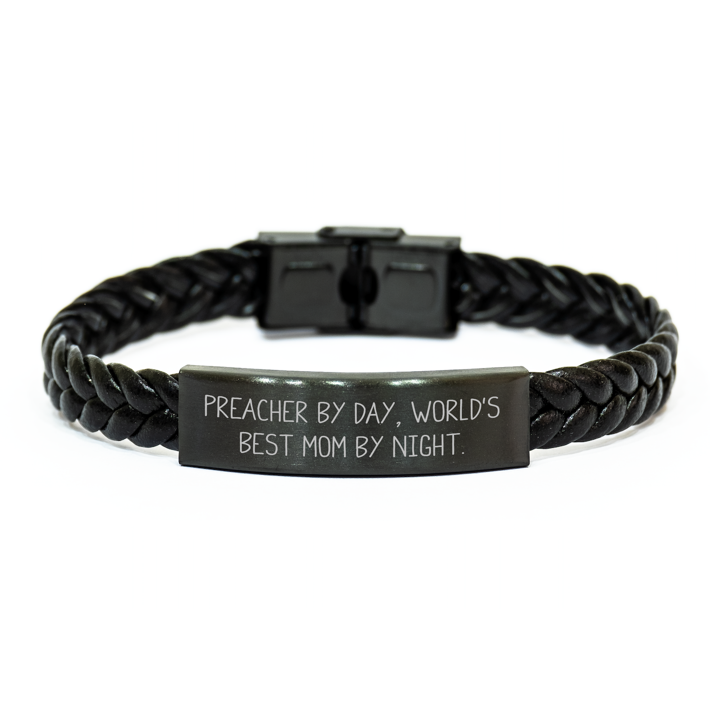 Preacher Gifts from Friends for Men, Interlaced Leather Bracelet with Preacher Quote, Graduation Unique Gifts - Image 1