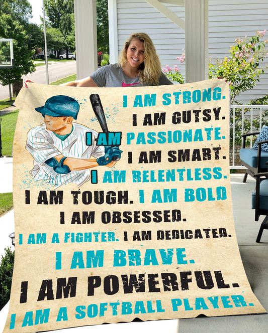 I am A Softball Player Fleece Blanket