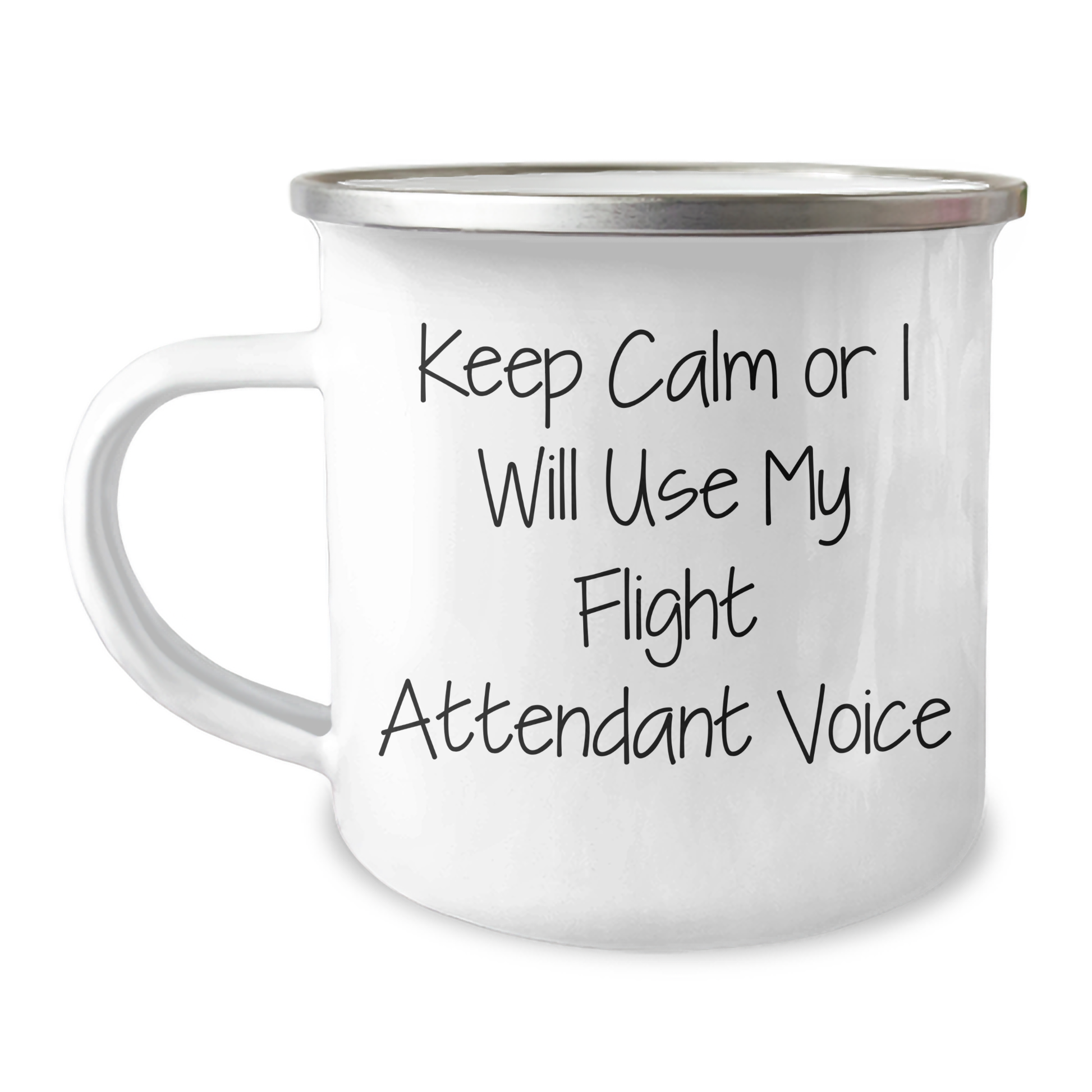 Flight Attendant Humor Gifts from Friends for Graduation Unique Gifts, Keep Calm Or I Will Use My Flight Attendant Voice, Fun Camping Mug for Men or Women - Image 1