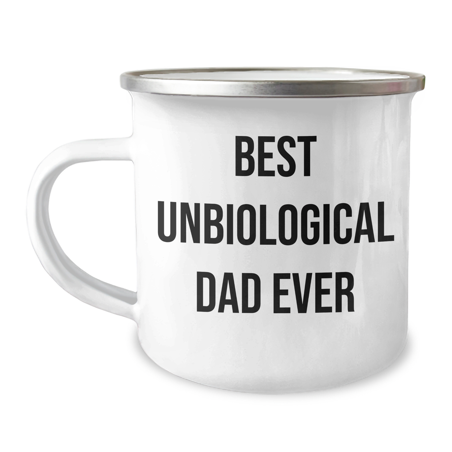 Funny Unbiological Dad Gifts for Men - Best Dad Ever Camping Mug - 12 oz Stainless Steel with Enamel Finish, Gifts from Men to Unbiological Dad, Mother's Day Unique Gifts - Image 1