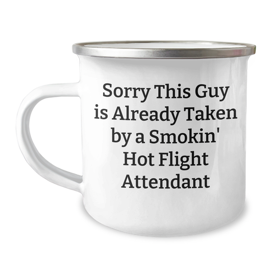 Flight Attendant Humor Gift, Funny Camping Mug with Inspirational Quote, Gifts from Men for Father's Day, Perfect for Flight Attendants, 12 oz Stainless Steel Enamel Mug - Image 1