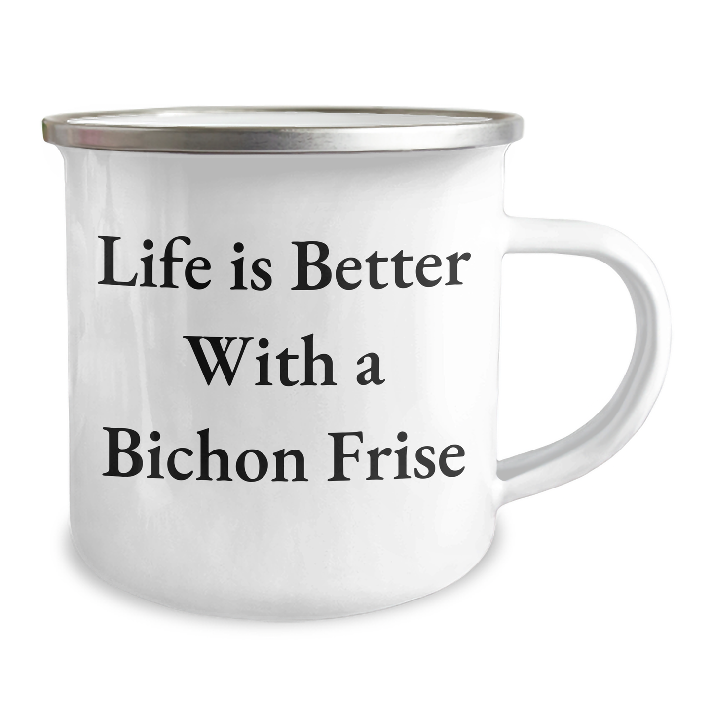 Funny Bichon Frise Dog Gifts from Dad to His Furry Friend Camping Mug for Father's Day - 'Life Is Better With A Bichon Frise', - Image 2