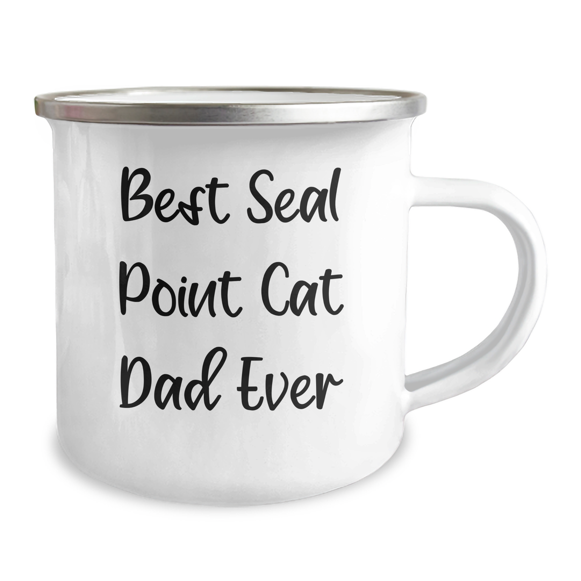 Funny Seal Point Cat Dad Gifts - Best Seal Point Cat Camping Mug for Fathers Day, 'Best Seal Point Cat Dad Ever', 12 oz Stainless Steel with Enamel Finish, Gifts from Men to Seal Point Cat Lovers - Image 2