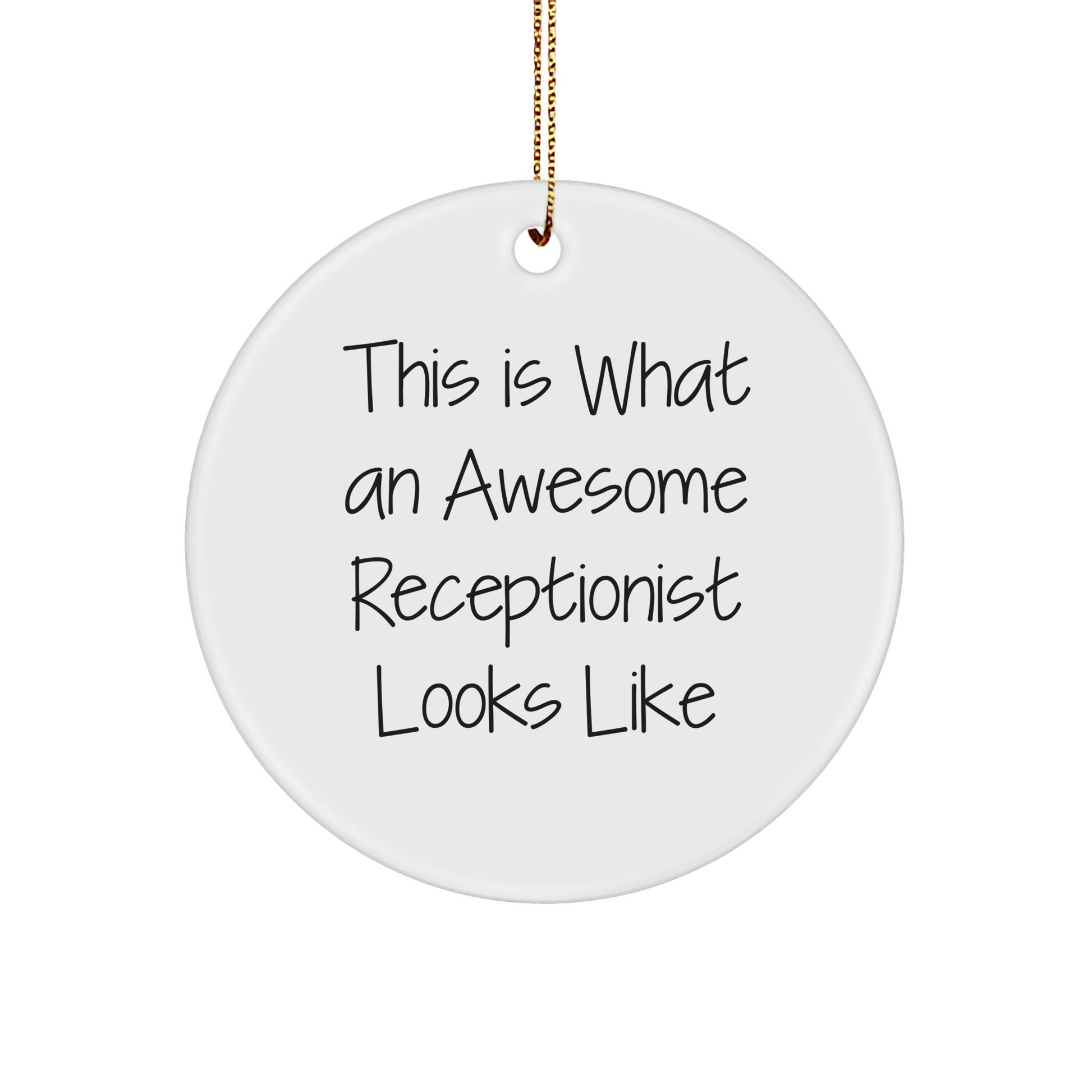 Awesome Receptionist Gifts, 'This Is What An Awesome Receptionist Looks Like' Circle Ornament, Christmas Unique Gifts from Friends, for Receptionist - Image 1