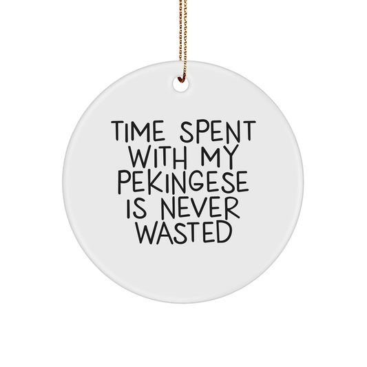 Pekingese Dog Lovers Gifts from Family to Friends - Christmas Circle Ornament with Funny Quote - Image 1