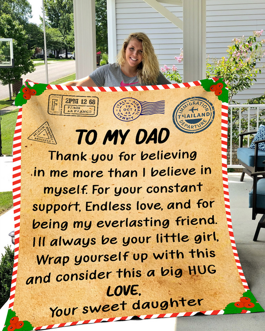 Dad Thank You Stitched Fleece Blanket