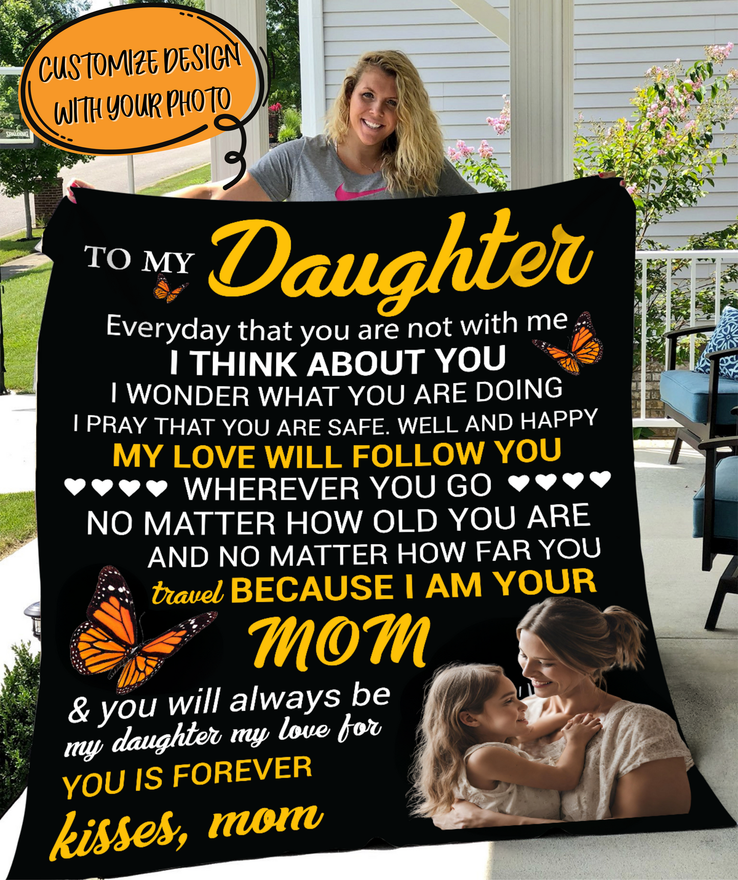 To My Daughter Custom Fleece Blanket
