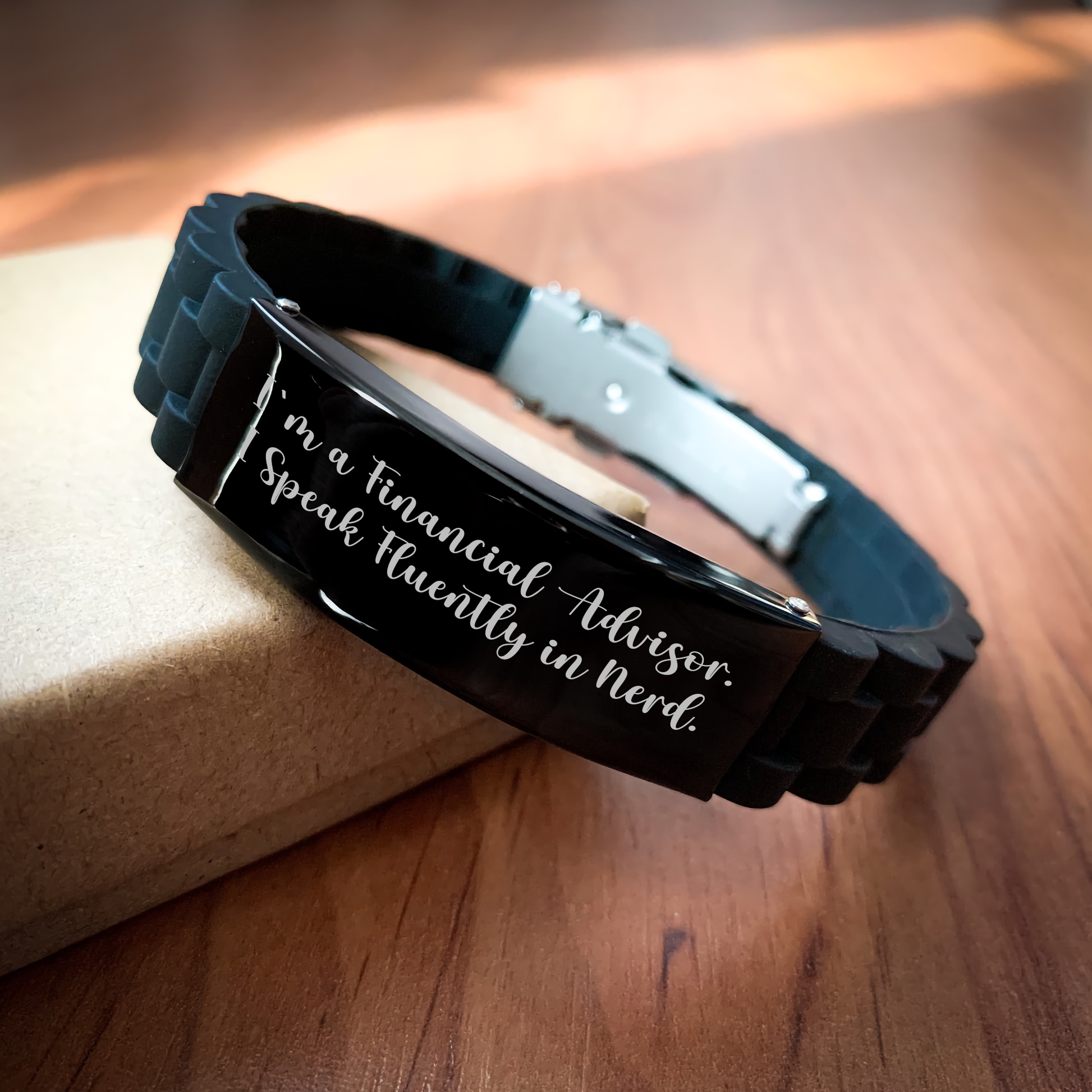 Financial Advisor Gifts from Friends to Financial Advisors, Glide lock Clasp Bracelet for Graduation, 'I'm A Financial Advisor. I Speak Fluently In genius.' - Unique Men's Gifts - Image 2