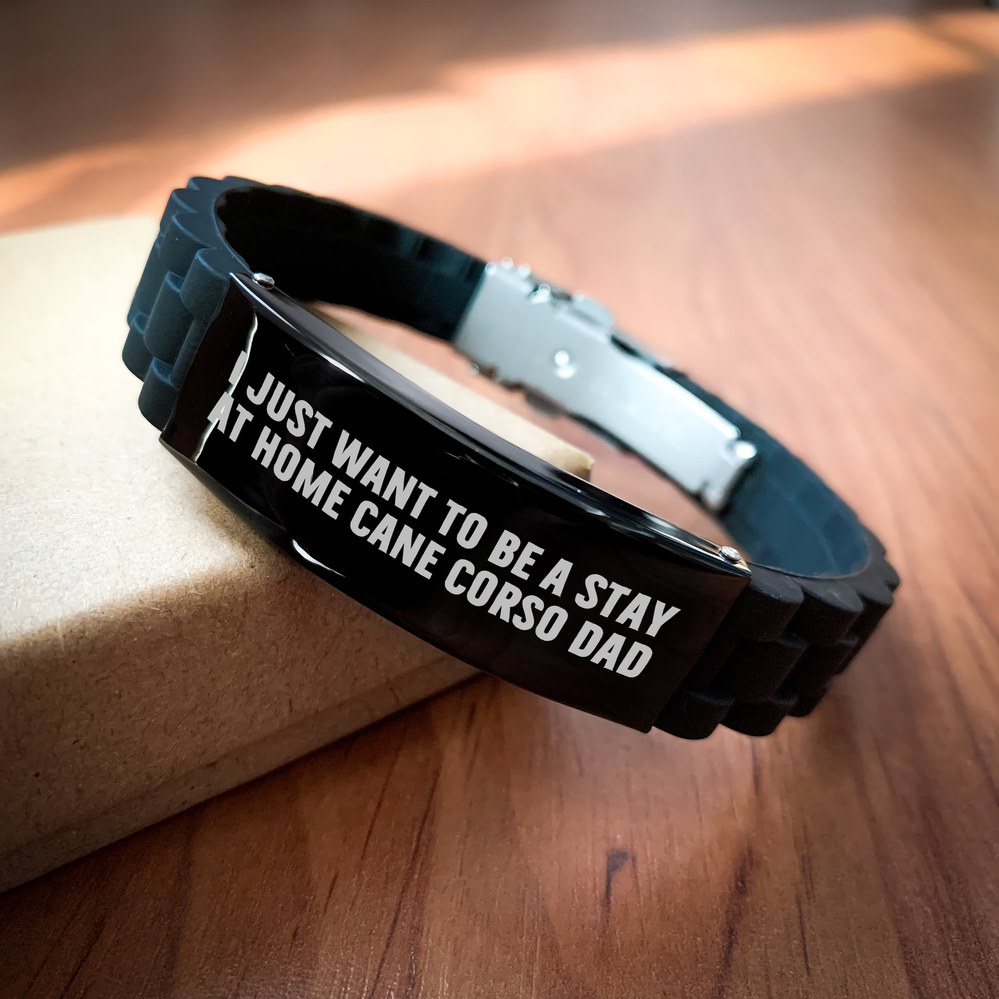 Cute Cane Corso Dog Gifts for Dad - 'I Just Want To Be A Stay At Home Cane Corso Dad' Glide lock Clasp Bracelet, Gifts from Men to Cane Corso Dog Fathers on Father's Day - Image 2